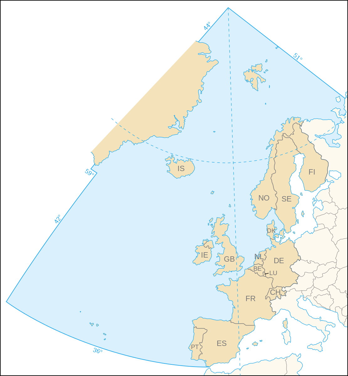 OSPAR Commission area map.svg